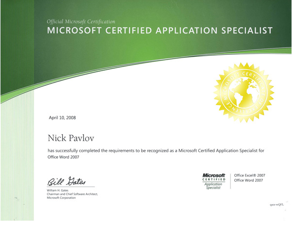 CURSO DE CERTIFICACION MICROSOFT OFFICE 2007